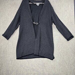 Charter Club Woman Chevron Cardigan With Silver Clasp Closure